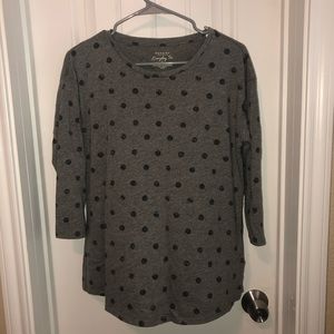 Grey Polka Dot 3/4 Sleeve Top